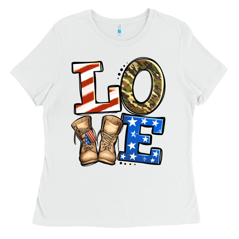 Love 4th Of July Army Veteran Ladies Tee by Jasminsmagicworld | Teevron