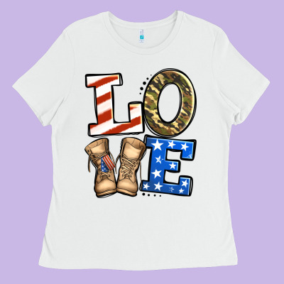 Love 4th Of July Army Veteran Ladies Tee Designed By Jasminsmagicworld
