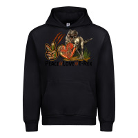 Black Peace Love T Rex Urban Hoodie - LillyAllenDesigns
