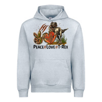 Heather Grey Peace Love T Rex Urban Hoodie - LillyAllenDesigns
