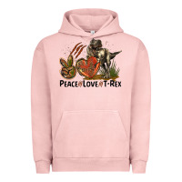 Pigment Salmon Peace Love T Rex Urban Hoodie - LillyAllenDesigns
