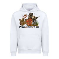 White Peace Love T Rex Urban Hoodie - LillyAllenDesigns