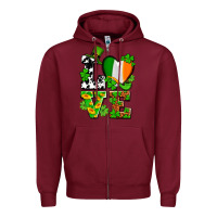 Burgundy Love St. Patrick's Zipper Hoodie - OliviaCreatesArt
