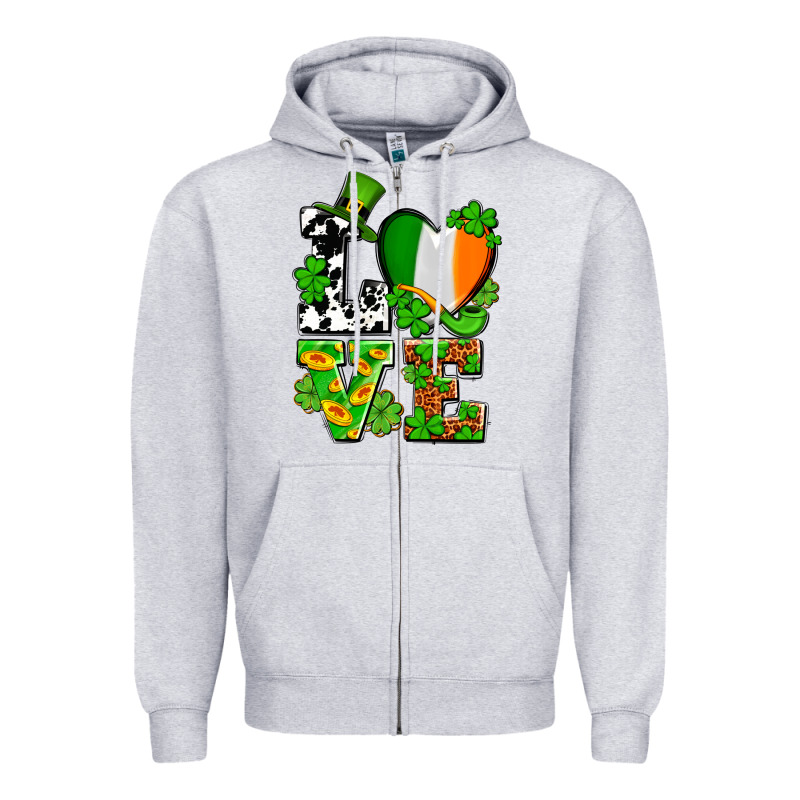 Love St. Patrick's Zipper Hoodie by OliviaCreatesArt | Teevron