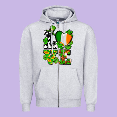 Love St. Patrick's Zipper Hoodie Designed By Oliviacreatesart