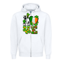 White Love St. Patrick's Zipper Hoodie - OliviaCreatesArt