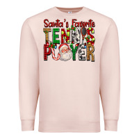 Pale Pink Santa's Favorite Tennis Player For Christmas Premium Sweatshirt - FaDigitalArtStudio
