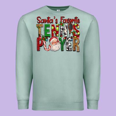 Santa's Favorite Tennis Player For Christmas Premium Sweatshirt Designed By Fadigitalartstudio