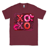 Burgundy Xoxo Valentine's Day leopard frame Classic Tee - LillyAllenDesigns