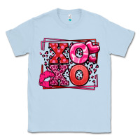 Dusty Blue Xoxo Valentine's Day leopard frame Classic Tee - LillyAllenDesigns