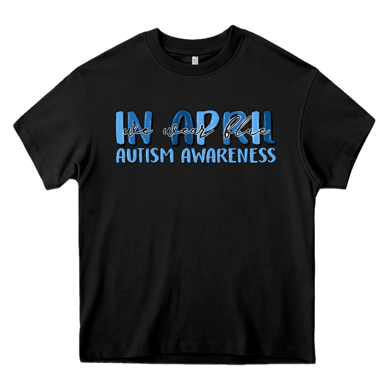 In April We Wear Blue Autism Awareness Heavy Core Tee by MaliasSmallBusiness | Teevron