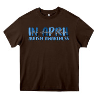 Chocolate Brown in april we wear blue autism awareness Heavy Core Tee - MaliasSmallBusiness