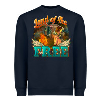 Navy Land of the free 4th of july Heavyweight Sweatshirt - HowdyJamesFarm