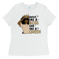 White hustle like a boss live like a queen Ladies Tee - MaliasSmallBusiness