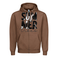 Chestnut Summer Vibes Black White Cowhide Zipper Hoodie - CowCowDesign