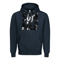 Navy Summer Vibes Black White Cowhide Zipper Hoodie - CowCowDesign