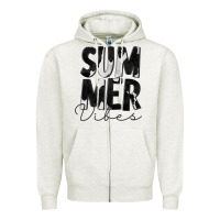 Oatmeal Heather Summer Vibes Black White Cowhide Zipper Hoodie - CowCowDesign