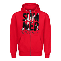 Red Summer Vibes Black White Cowhide Zipper Hoodie - CowCowDesign