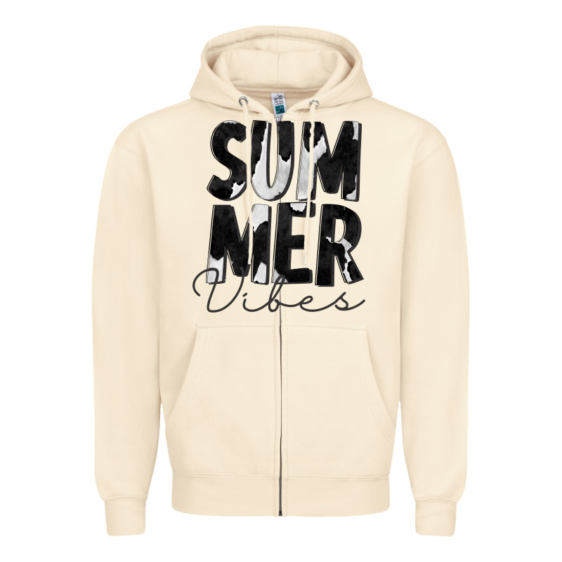 Summer Vibes Black White Cowhide Zipper Hoodie by CowCowDesign | Teevron