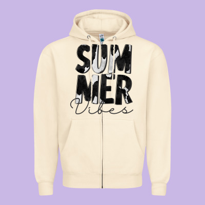 Summer Vibes Black White Cowhide Zipper Hoodie Designed By Cowcowdesign