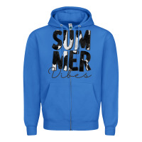 True Royal Summer Vibes Black White Cowhide Zipper Hoodie - CowCowDesign