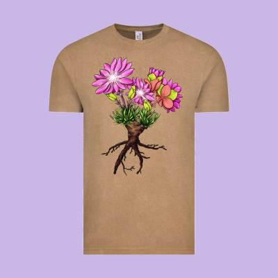 Bitterroot Flower Illustrations Vintage Tee Designed By Lillyallendesigns