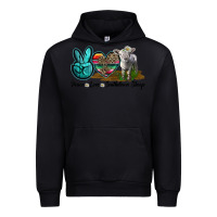 Black Peace Love Southdown Sheep Urban Hoodie - LillyAllenDesigns