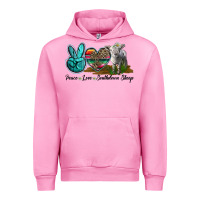 Fuchsia Pink Peace Love Southdown Sheep Urban Hoodie - LillyAllenDesigns