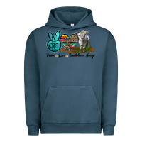 Pigment Midnight Navy Peace Love Southdown Sheep Urban Hoodie - LillyAllenDesigns