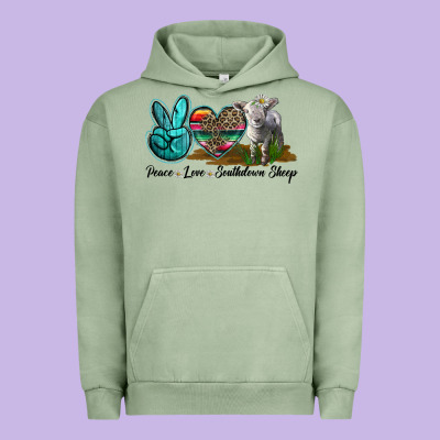 Peace Love Southdown Sheep Urban Hoodie Designed By Lillyallendesigns