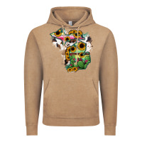 Vintage Coffee Cowhide Michigan map Vintage Hoodie - RanaPortraitStore