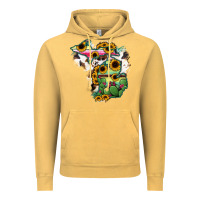 Vintage Mustard Cowhide Michigan map Vintage Hoodie - RanaPortraitStore