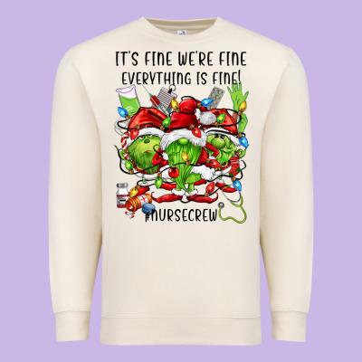 It's Fine We're Fine Everythıng Is Fine! Nursecre Premium Sweatshirt Designed By Fadigitalartstudio
