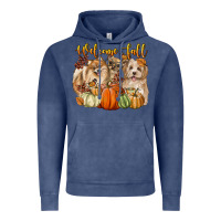 Vintage Denim welcome fall with dogs Vintage Hoodie - LillyAllenDesigns
