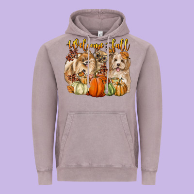 Welcome Fall With Dogs Vintage Hoodie Designed By Lillyallendesigns