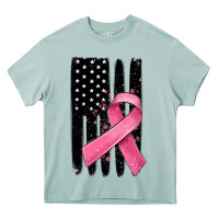 Arona breast cancer ribbon american flag Heavy Core Tee - MaliasSmallBusiness