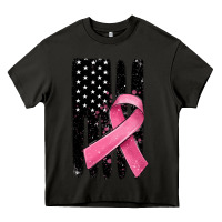 Asphalt breast cancer ribbon american flag Heavy Core Tee - MaliasSmallBusiness