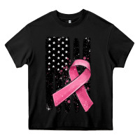 Black breast cancer ribbon american flag Heavy Core Tee - MaliasSmallBusiness