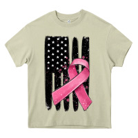 Mossy breast cancer ribbon american flag Heavy Core Tee - MaliasSmallBusiness