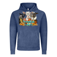 Vintage Denim pumpkin season with baby sheeps and goat Vintage Hoodie - LillyAllenDesigns