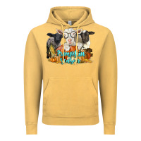 Vintage Mustard pumpkin season with baby sheeps and goat Vintage Hoodie - LillyAllenDesigns
