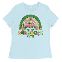 Baby Blue shamrock cutie Ladies Tee - MaliasSmallBusiness