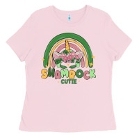 Bubblegum Pink shamrock cutie Ladies Tee - MaliasSmallBusiness