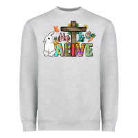 Heather Grey He is alive Easter Day Heavyweight Sweatshirt - HowdyJamesFarm