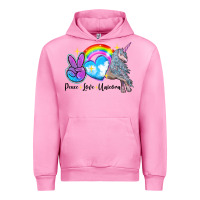 Fuchsia Pink peace love unicorn Urban Hoodie - LillyAllenDesigns