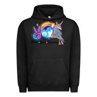 Pigment Black peace love unicorn Urban Hoodie - LillyAllenDesigns