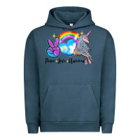 Pigment Midnight Navy peace love unicorn Urban Hoodie - LillyAllenDesigns