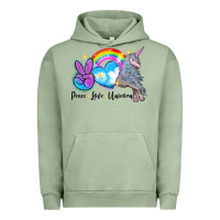 Pigment Oil Green peace love unicorn Urban Hoodie - LillyAllenDesigns