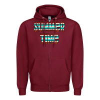 Burgundy summer time serape doodle Zipper Hoodie - CowCowDesign