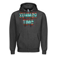 Charcoal Heather summer time serape doodle Zipper Hoodie - CowCowDesign